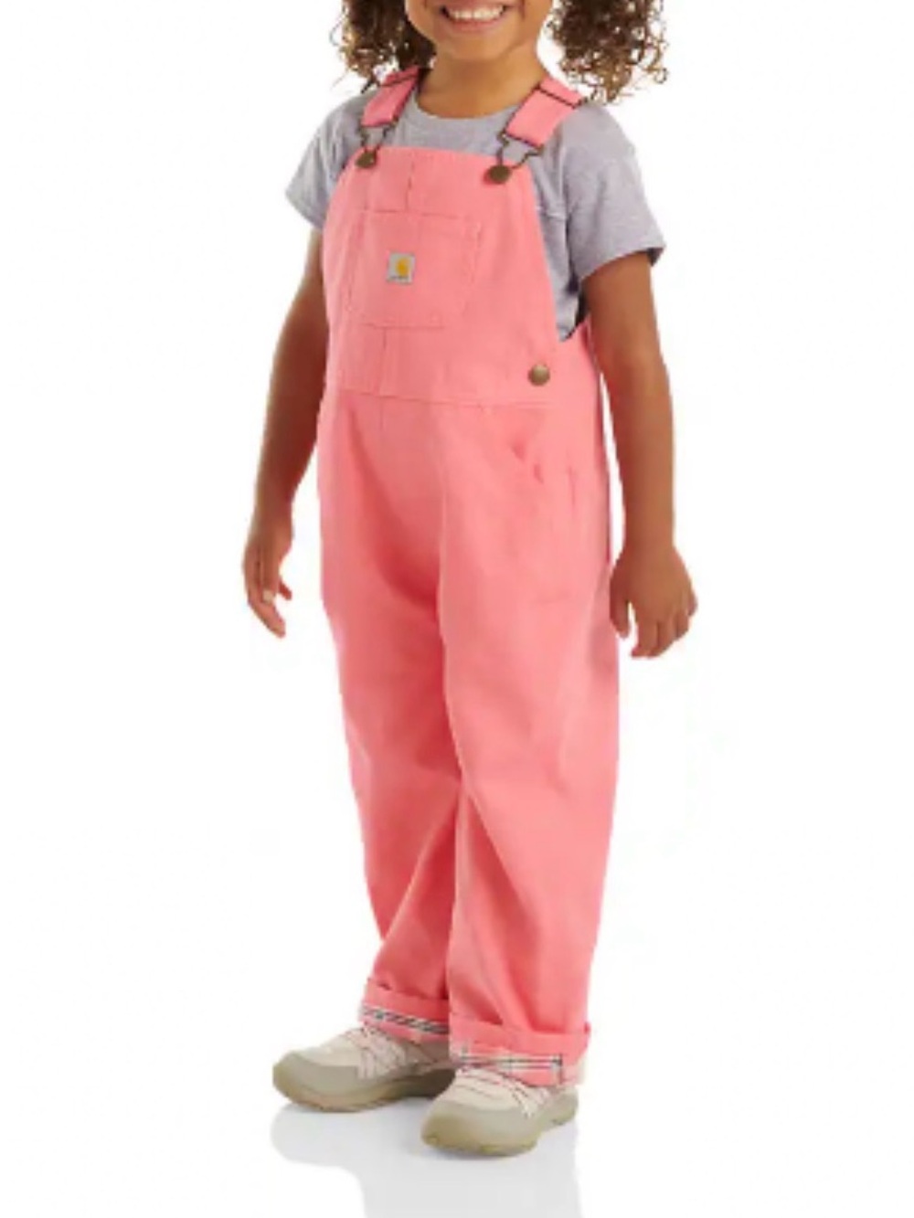 Carhartt Kids' Loose Fit Canvas Flannel Lined Bib Overall - Pink